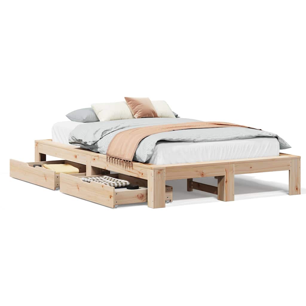 Cadre de lit sans matelas 135x190 cm bois de pin massif