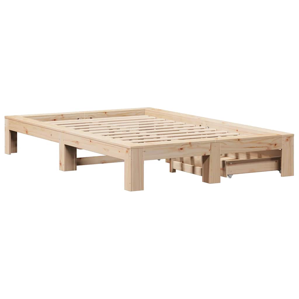 Cadre de lit sans matelas 135x190 cm bois de pin massif - XIOS