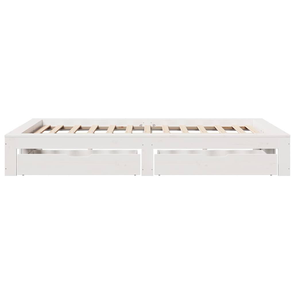 Cadre de lit sans matelas blanc 135x190 cm bois de pin massif - XIOS