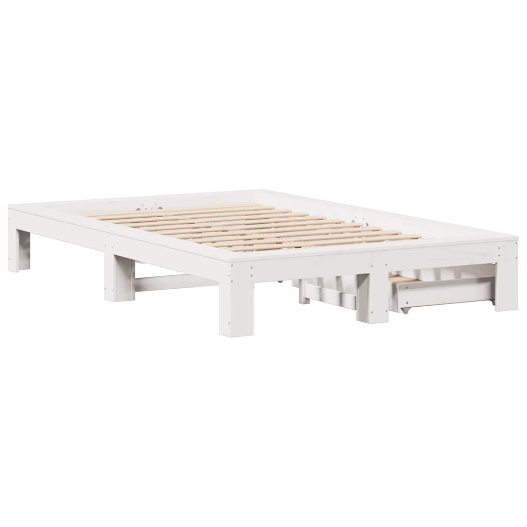 Cadre de lit sans matelas blanc 135x190 cm bois de pin massif - XIOS