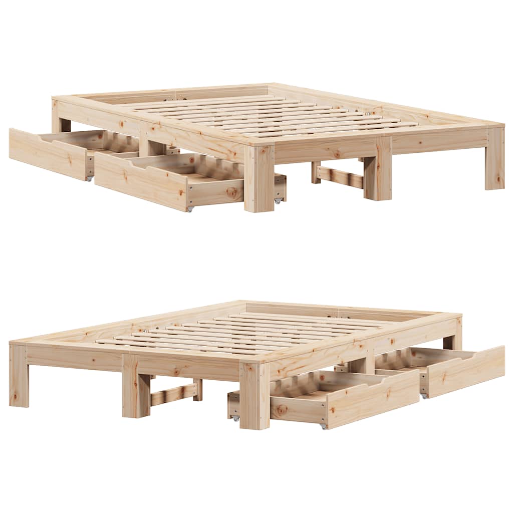 Cadre de lit sans matelas 120x190 cm bois de pin massif - XIOS