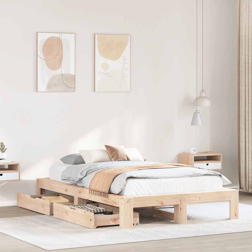Cadre de lit sans matelas 120x190 cm bois de pin massif - XIOS