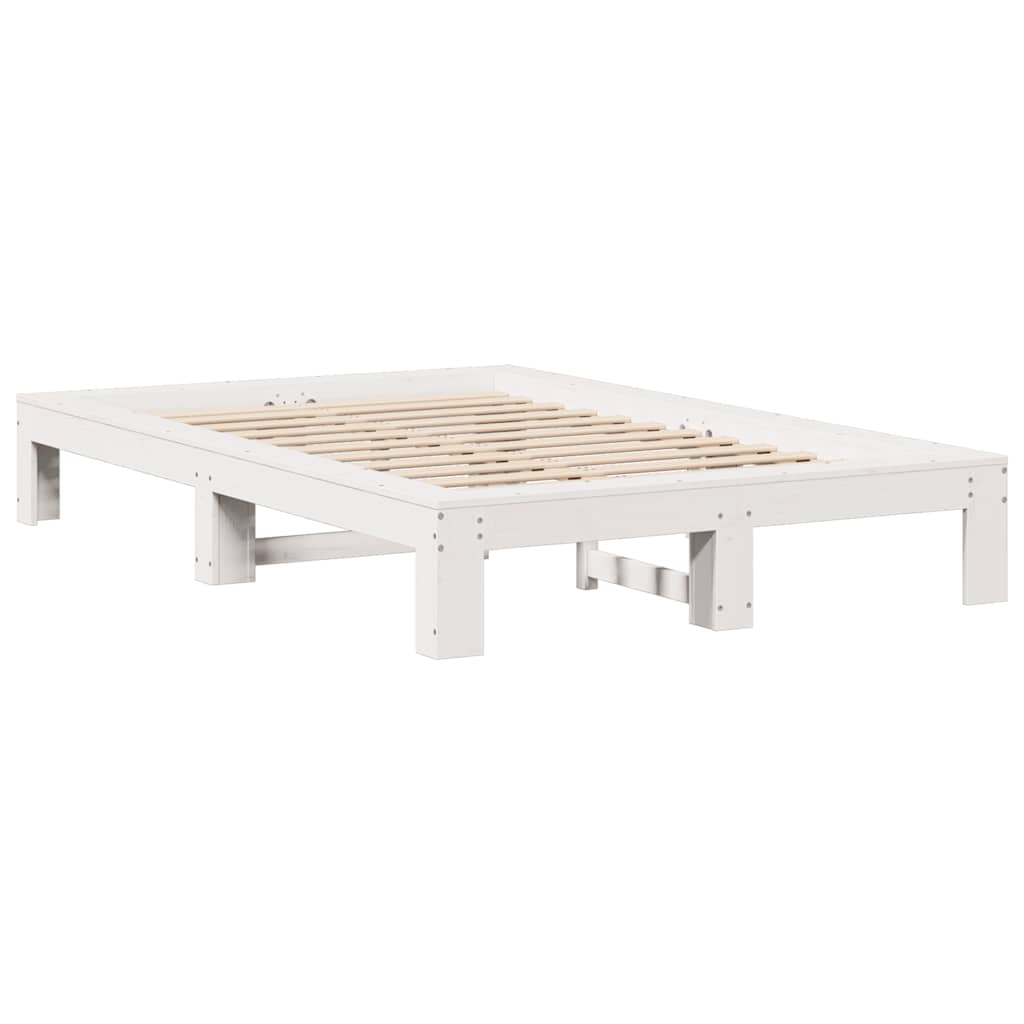 Cadre de lit sans matelas blanc 120x190 cm bois de pin massif - XIOS