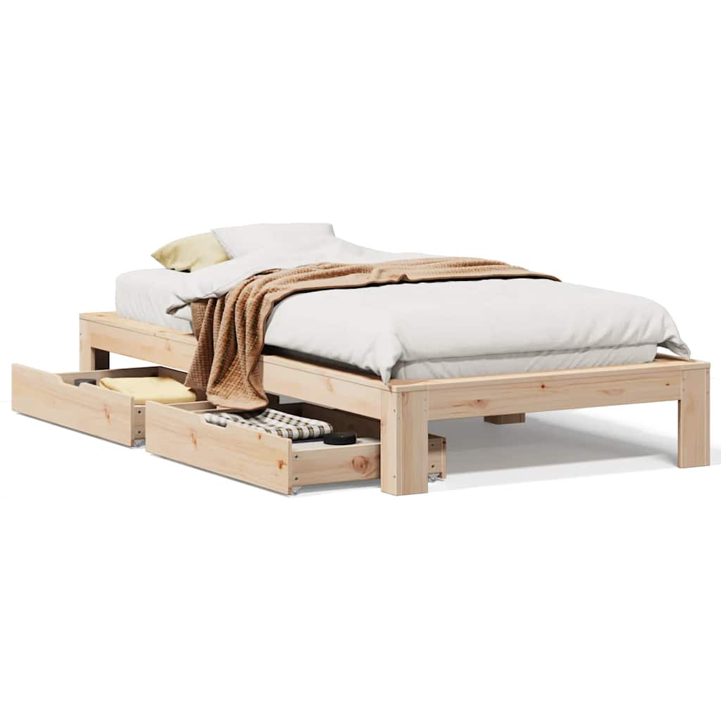 Cadre de lit sans matelas 90x190 cm bois de pin massif - XIOS