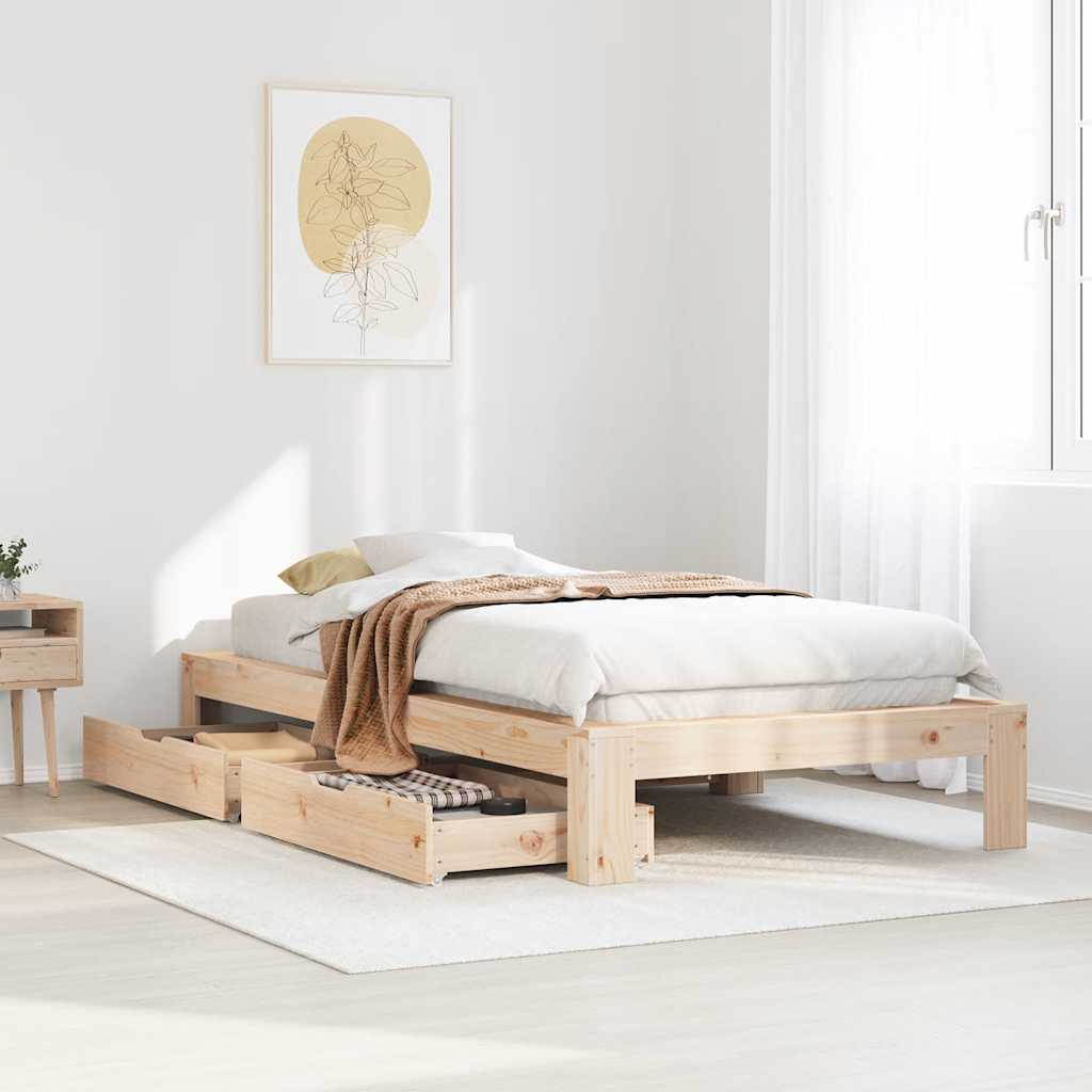 Cadre de lit sans matelas 90x190 cm bois de pin massif - XIOS