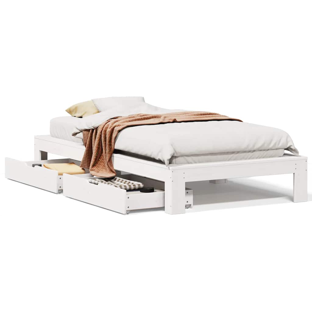 Cadre de lit sans matelas blanc 75x190 cm bois de pin massif - XIOS