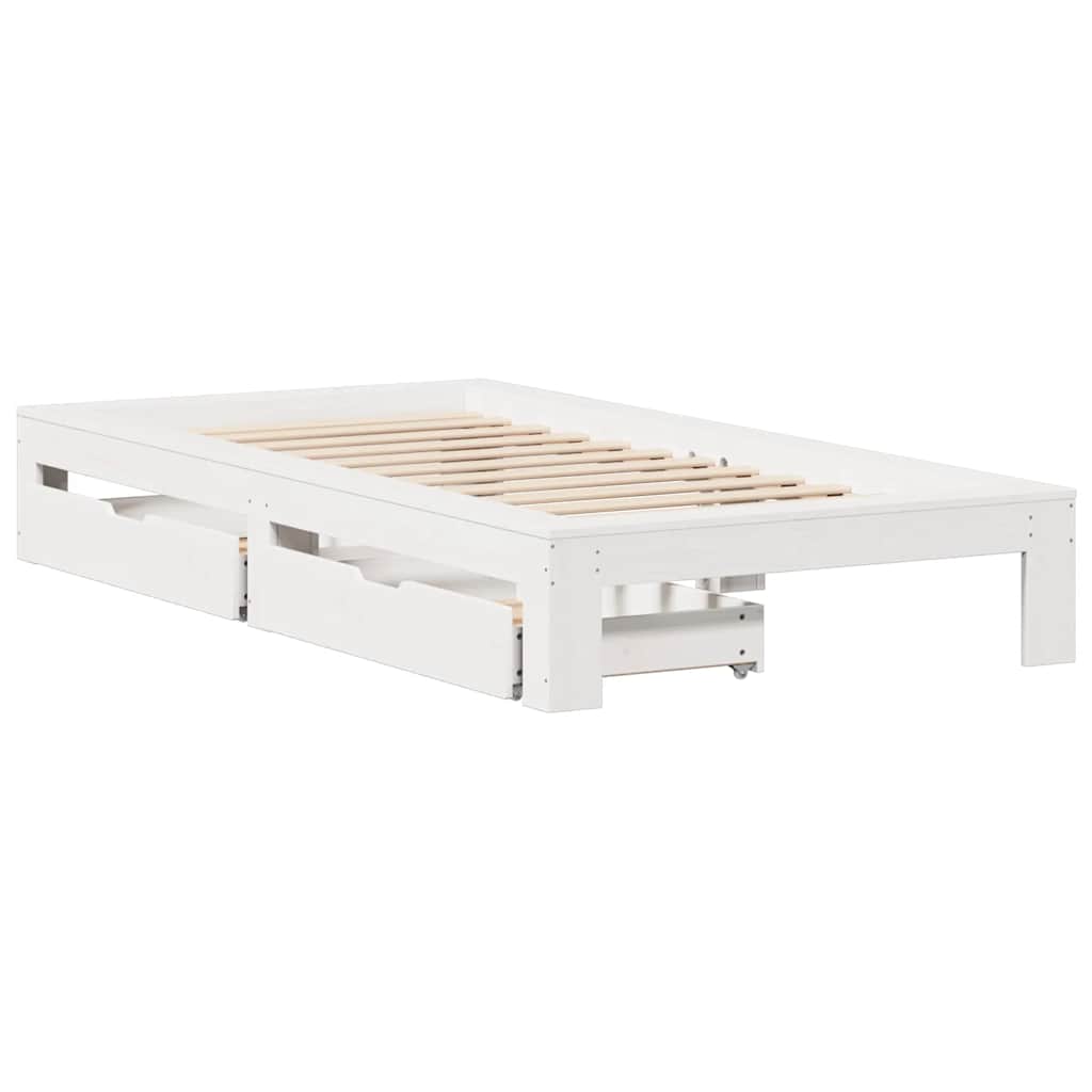 Cadre de lit sans matelas blanc 75x190 cm bois de pin massif - XIOS
