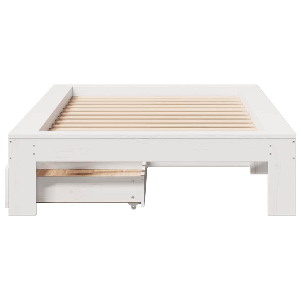 Cadre de lit sans matelas blanc 75x190 cm bois de pin massif - XIOS