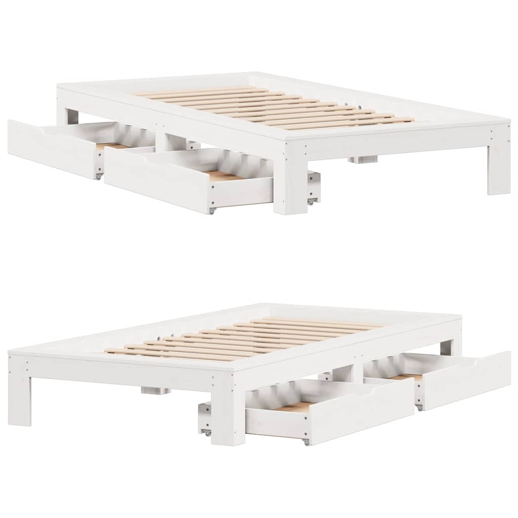 Cadre de lit sans matelas blanc 75x190 cm bois de pin massif - XIOS