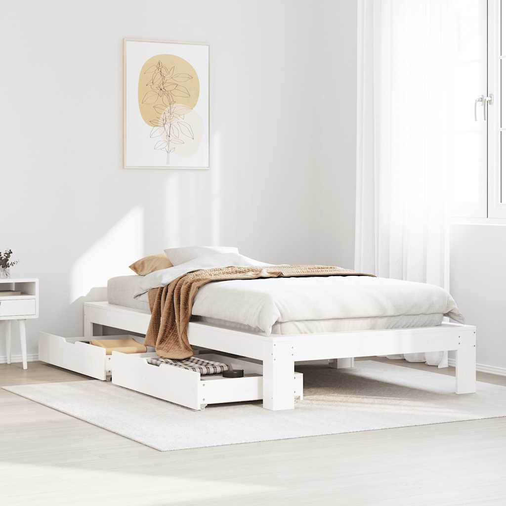 Cadre de lit sans matelas blanc 75x190 cm bois de pin massif - XIOS