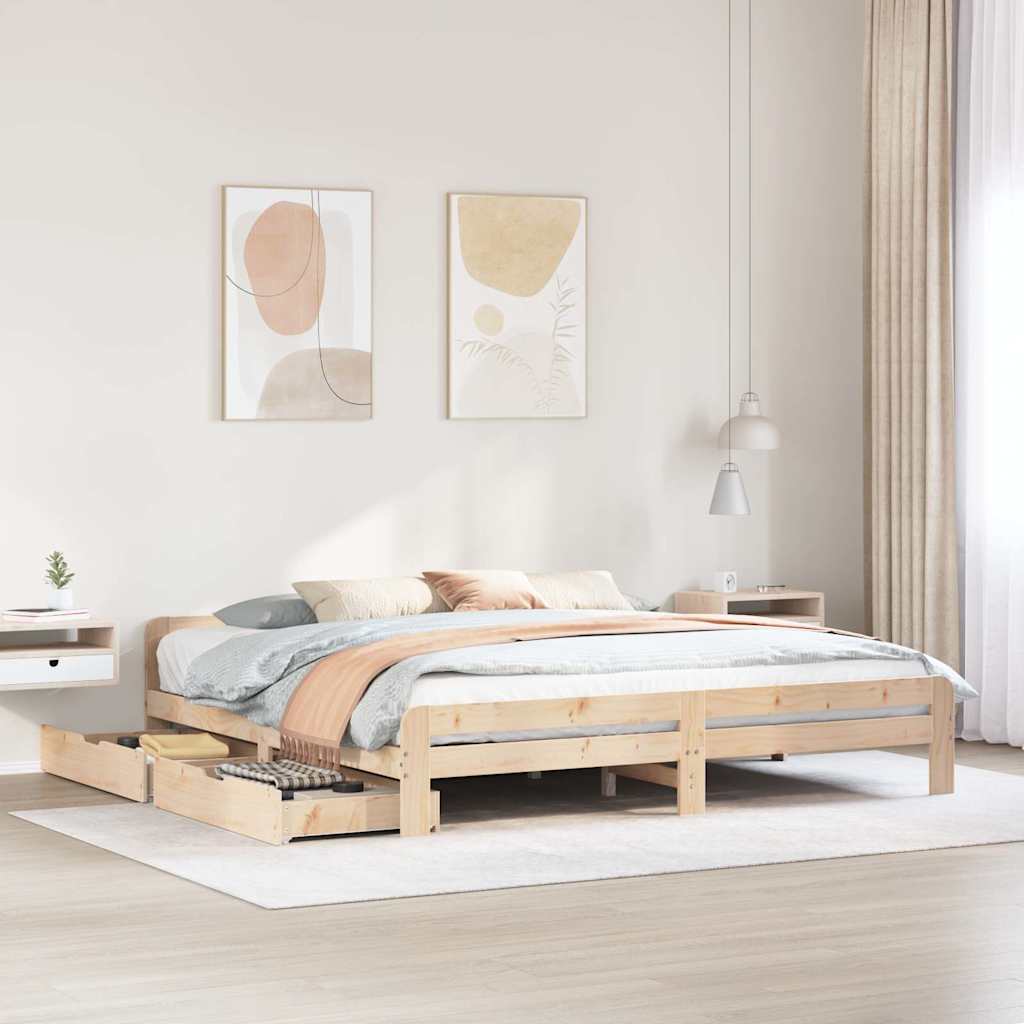 Cadre de lit sans matelas 200x200 cm bois massif de pin - XIOS