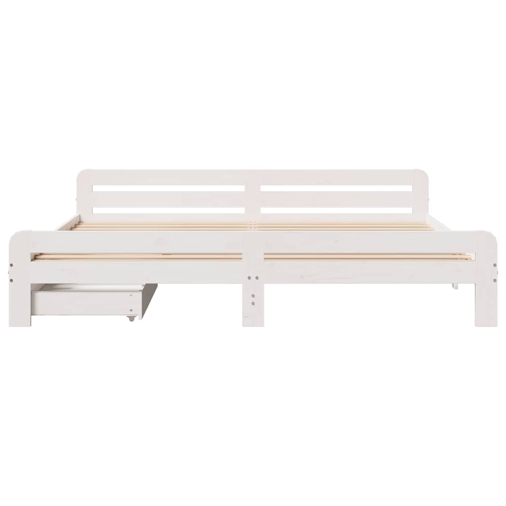 Cadre de lit sans matelas blanc 200x200 cm bois massif de pin - XIOS