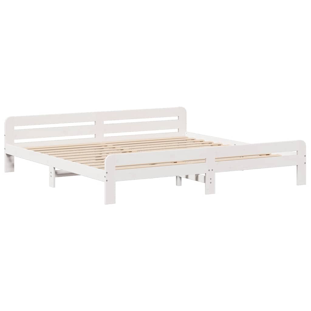 Cadre de lit sans matelas blanc 200x200 cm bois massif de pin - XIOS