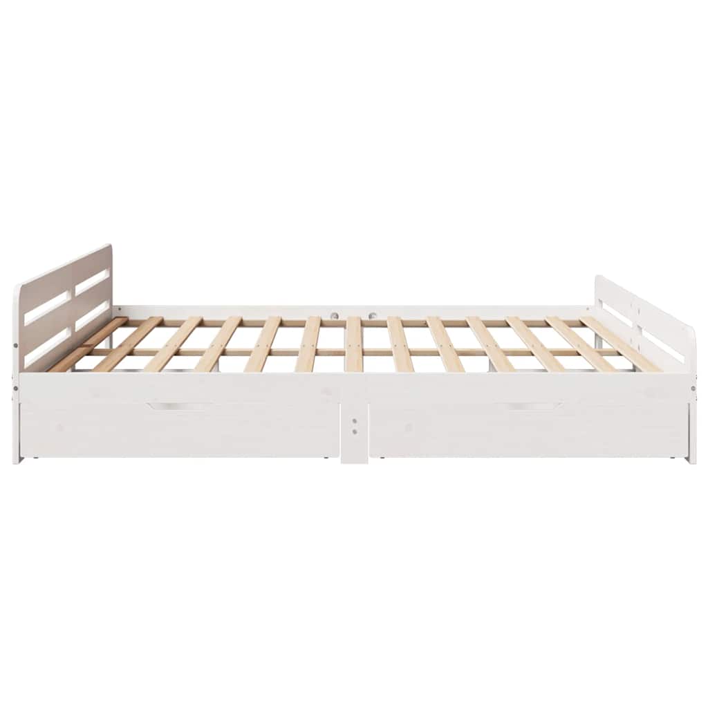 Cadre de lit sans matelas blanc 200x200 cm bois massif de pin - XIOS