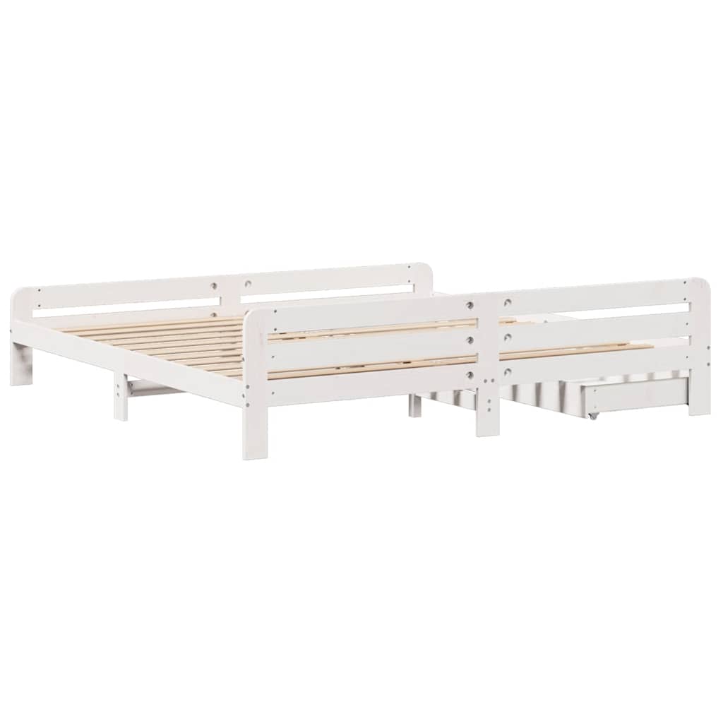 Cadre de lit sans matelas blanc 200x200 cm bois massif de pin - XIOS