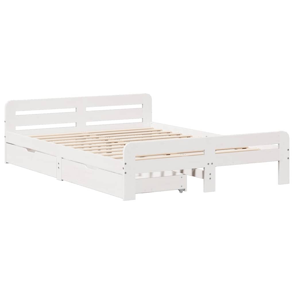 Cadre de lit sans matelas blanc 160x200 cm bois de pin massif - XIOS
