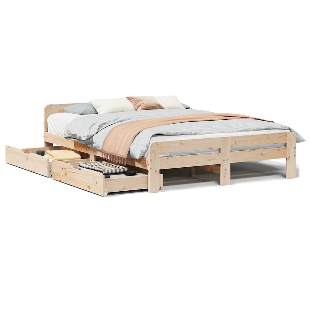 Cadre de lit sans matelas 150x200 cm bois de pin massif - XIOS