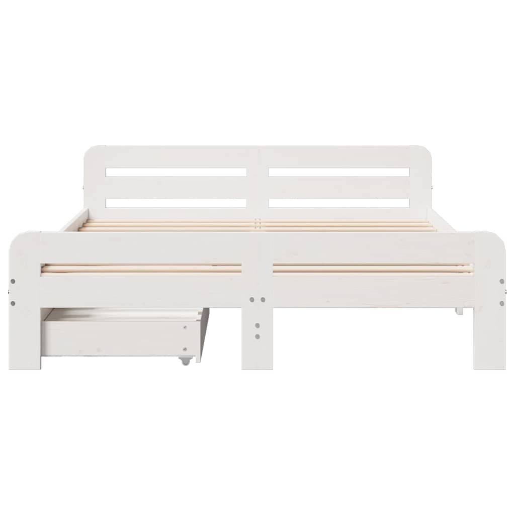 Cadre de lit sans matelas blanc 150x200 cm bois de pin massif - XIOS