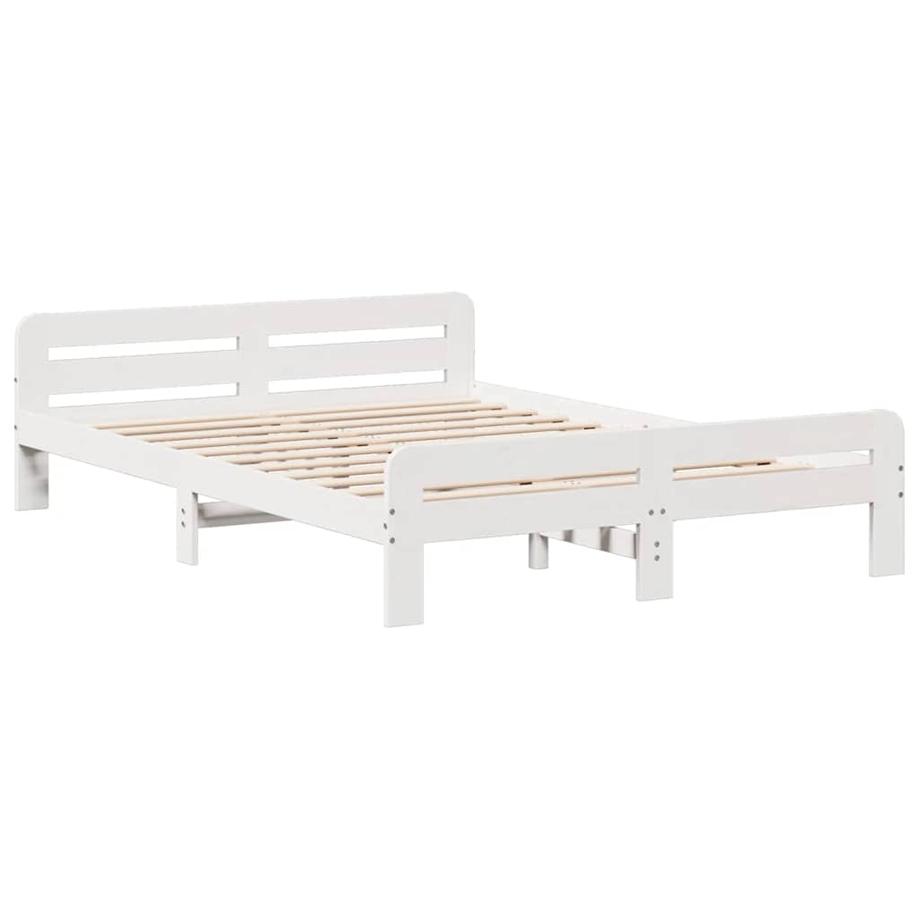 Cadre de lit sans matelas blanc 150x200 cm bois de pin massif - XIOS