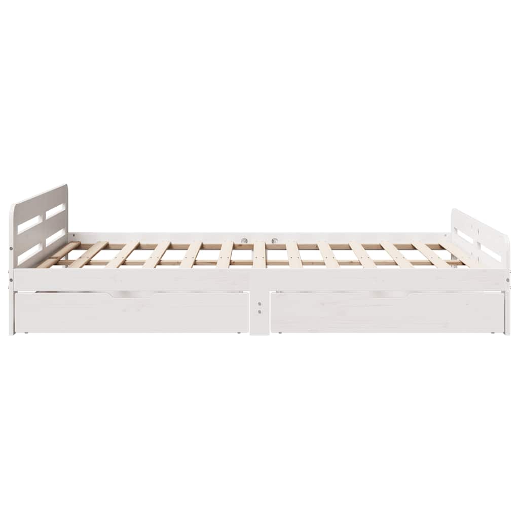 Cadre de lit sans matelas blanc 150x200 cm bois de pin massif - XIOS