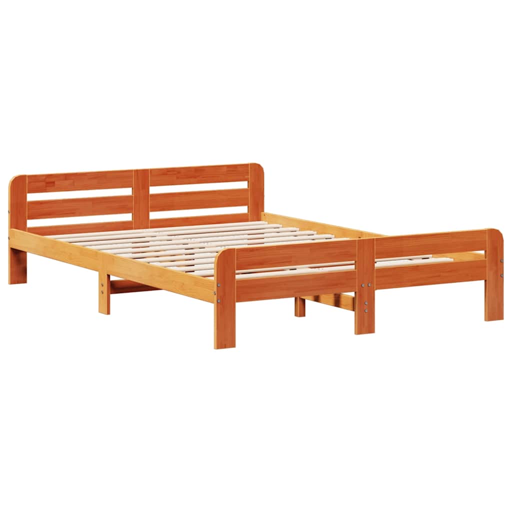 Cadre de lit sans matelas cire marron 150x200cm bois pin massif - XIOS