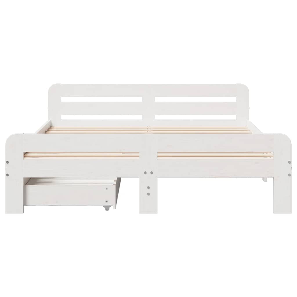 Cadre de lit sans matelas blanc 140x190 cm bois de pin massif - XIOS