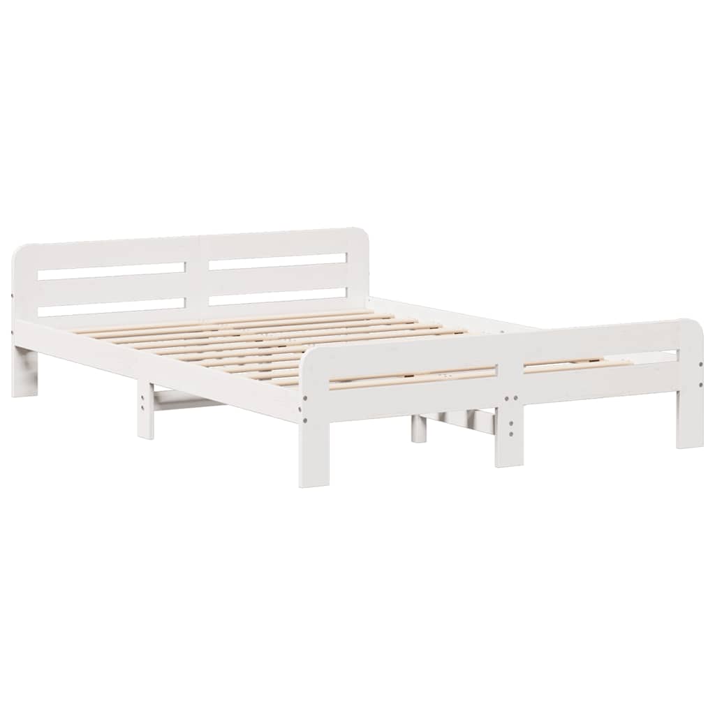 Cadre de lit sans matelas blanc 140x190 cm bois de pin massif - XIOS