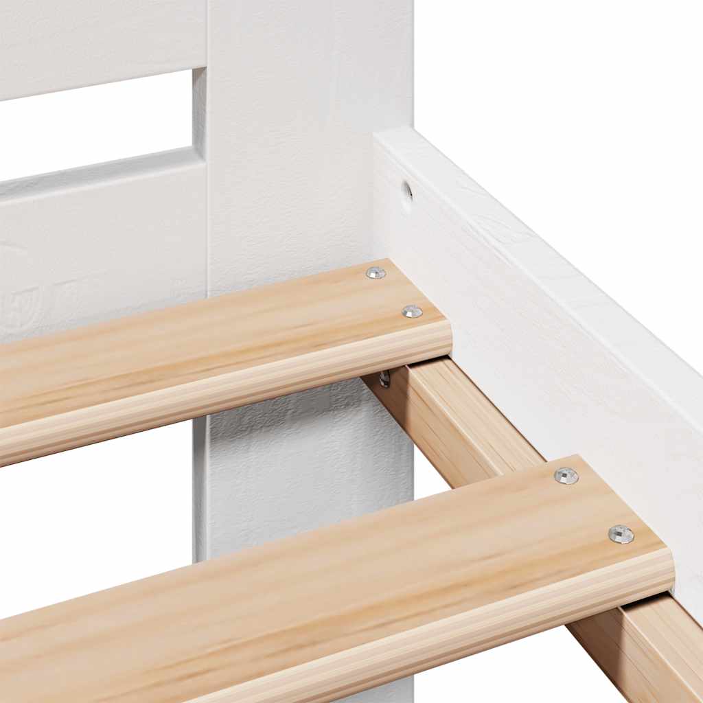 Cadre de lit sans matelas blanc 140x190 cm bois de pin massif - XIOS