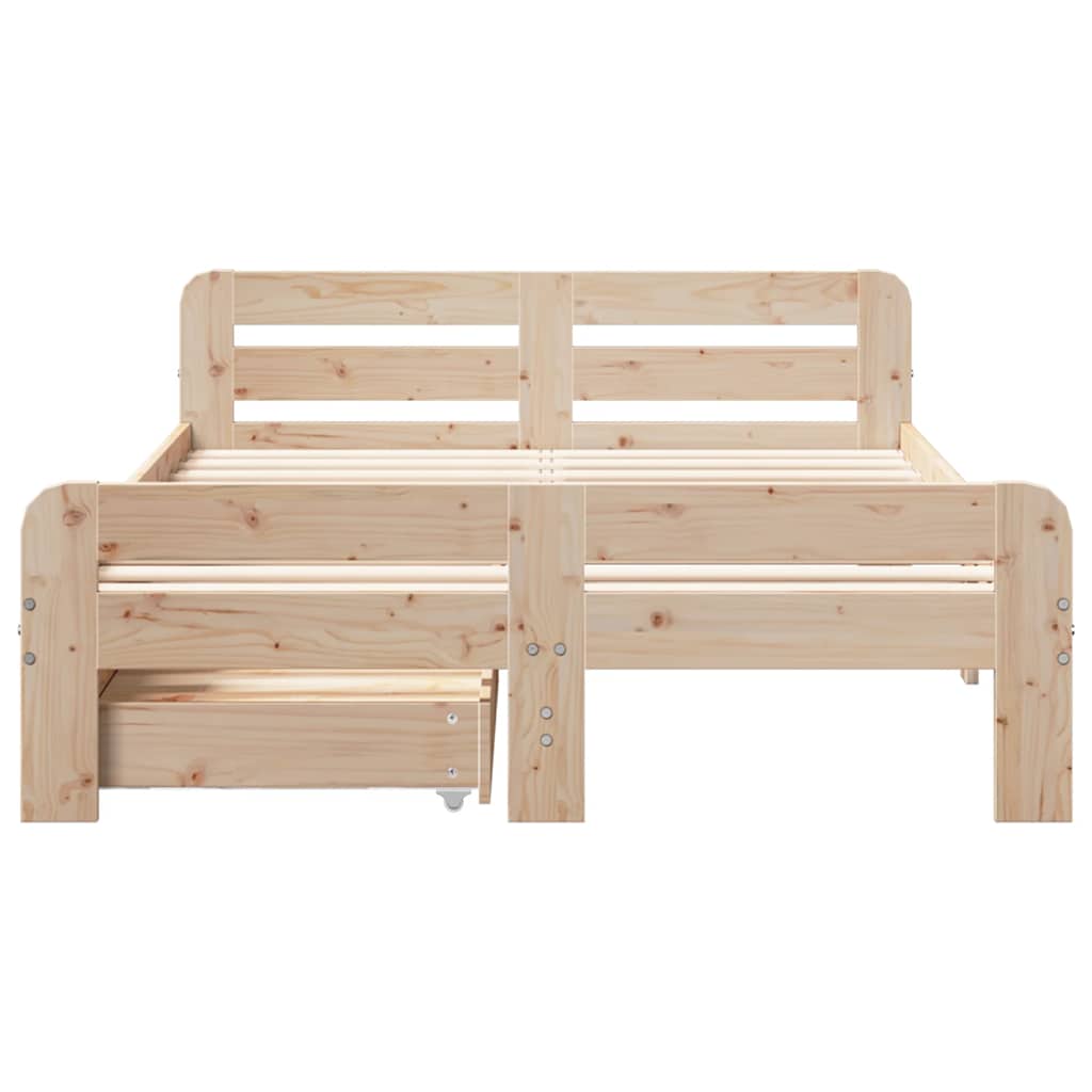 Cadre de lit sans matelas 135x190 cm bois de pin massif - XIOS