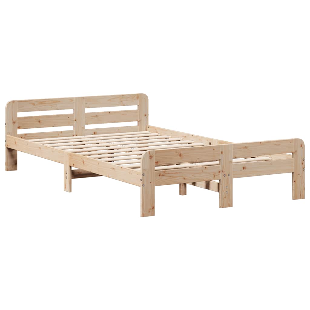 Cadre de lit sans matelas 135x190 cm bois de pin massif - XIOS