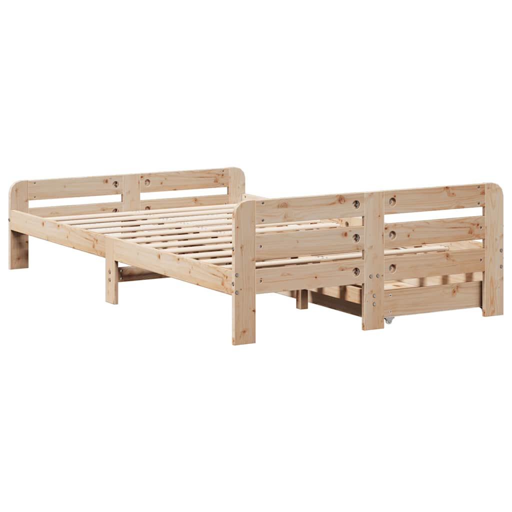 Cadre de lit sans matelas 135x190 cm bois de pin massif - XIOS