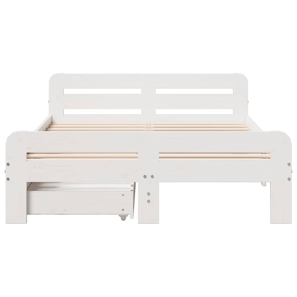 Cadre de lit sans matelas blanc 135x190 cm bois de pin massif - XIOS
