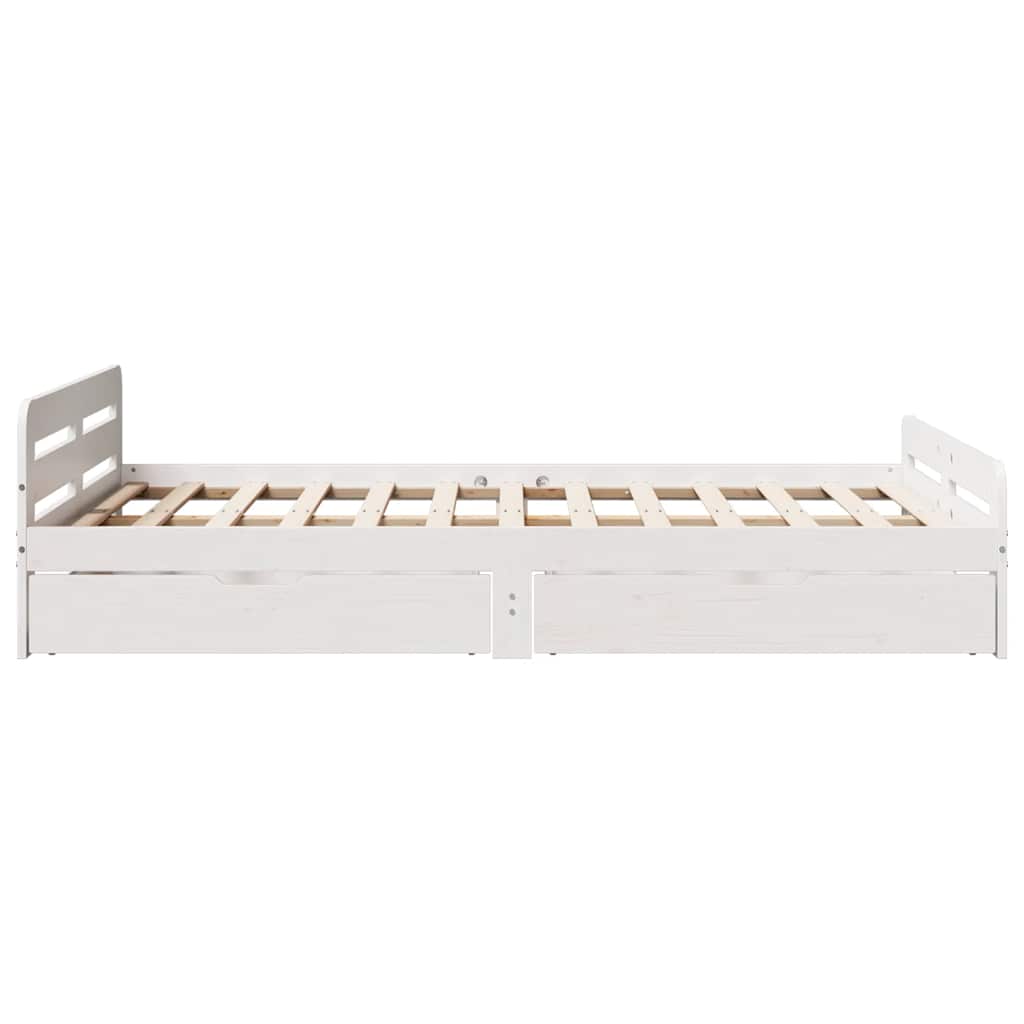 Cadre de lit sans matelas blanc 135x190 cm bois de pin massif - XIOS