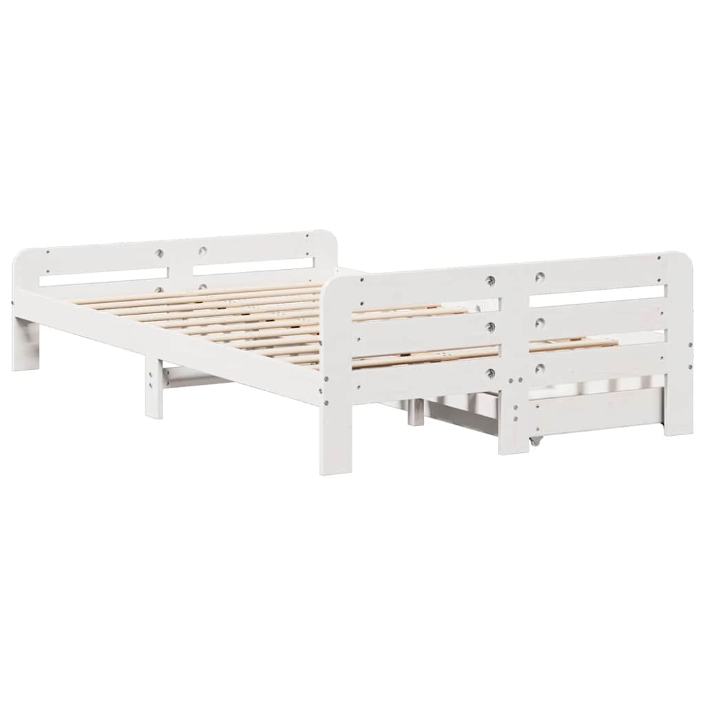 Cadre de lit sans matelas blanc 135x190 cm bois de pin massif - XIOS