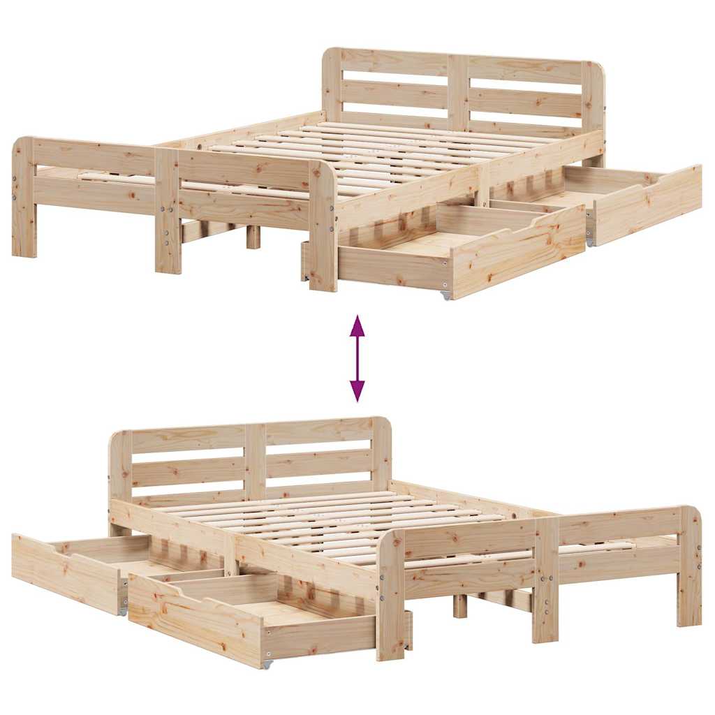 Cadre de lit sans matelas 120x190 cm bois de pin massif - XIOS