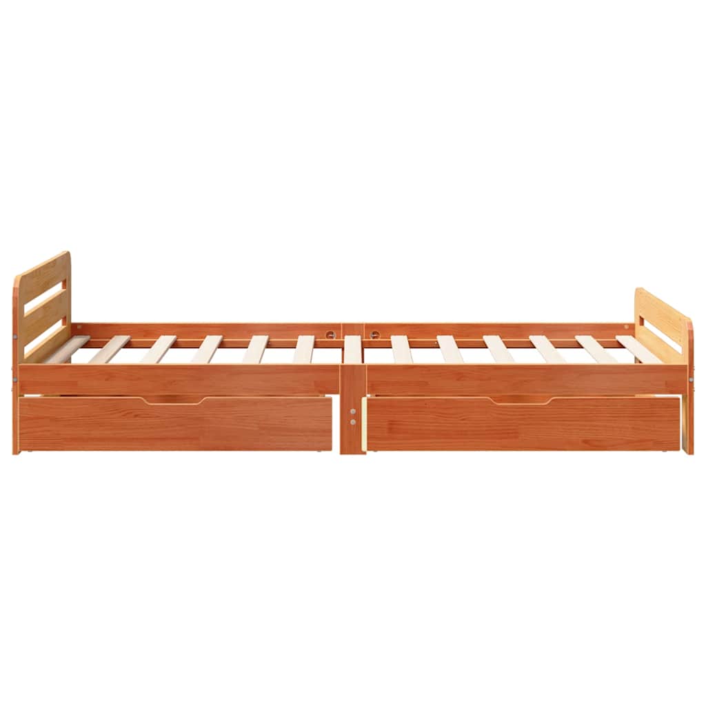 Cadre de lit sans matelas cire marron 75x190 cm bois pin massif - XIOS