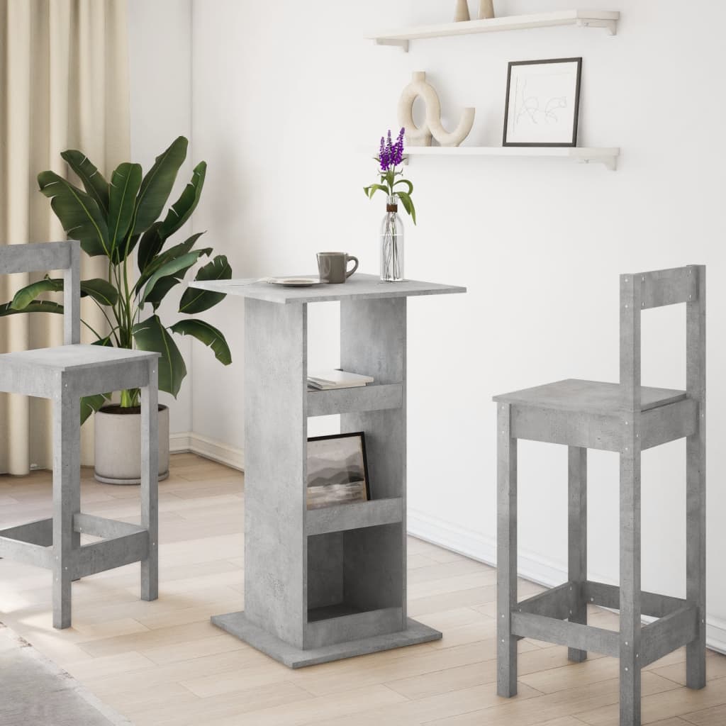 Table de bar avec rangement gris béton bois d'ingénierie - XIOS