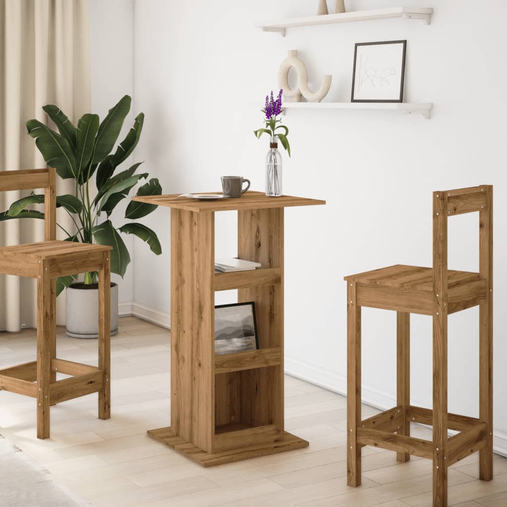 Table de bar avec rangement chêne artisanal bois d’ingénierie - XIOS