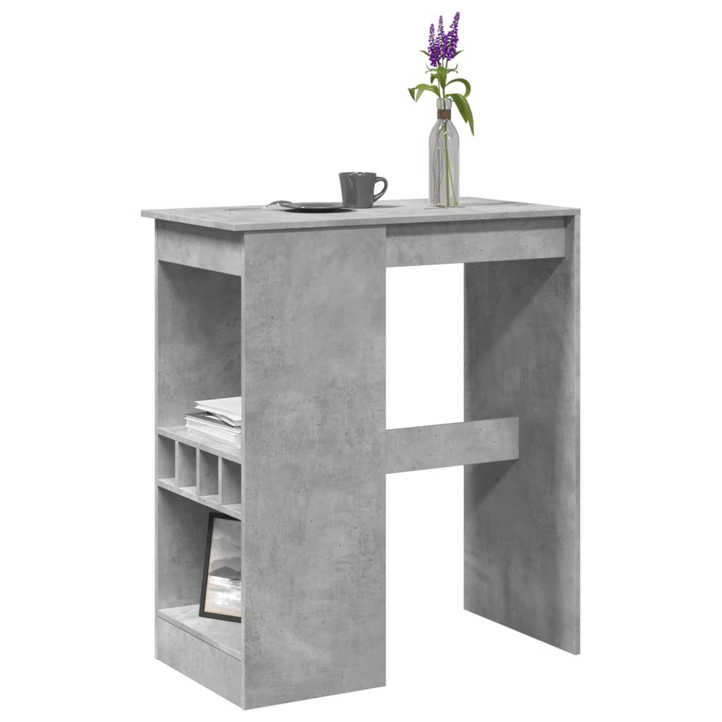 Table de bar avec étagères gris béton bois d'ingénierie - XIOS
