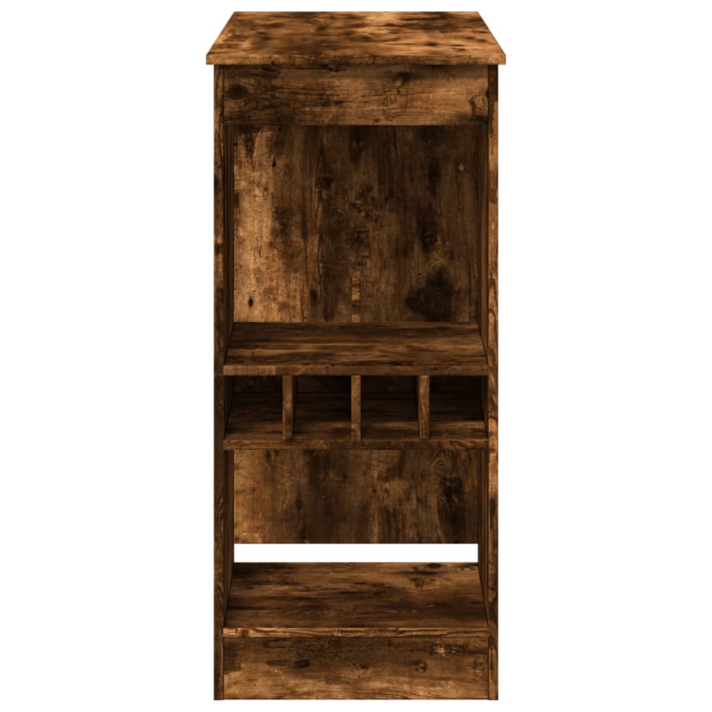 Table de bar avec étagères chêne fumé bois d'ingénierie - XIOS