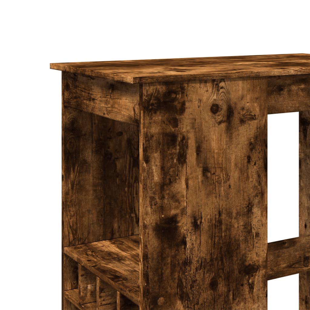 Table de bar avec étagères chêne fumé bois d'ingénierie - XIOS