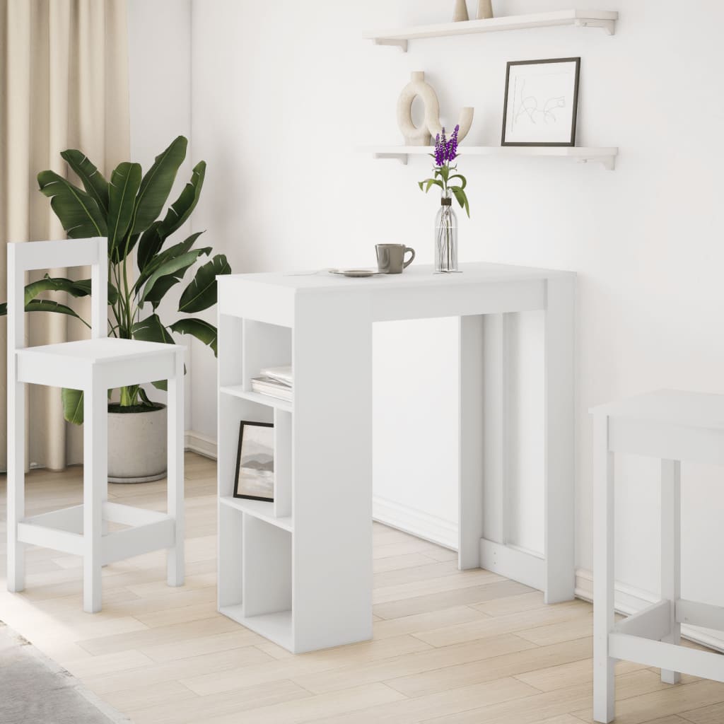 Table de bar avec étagères blanc bois d'ingénierie - XIOS