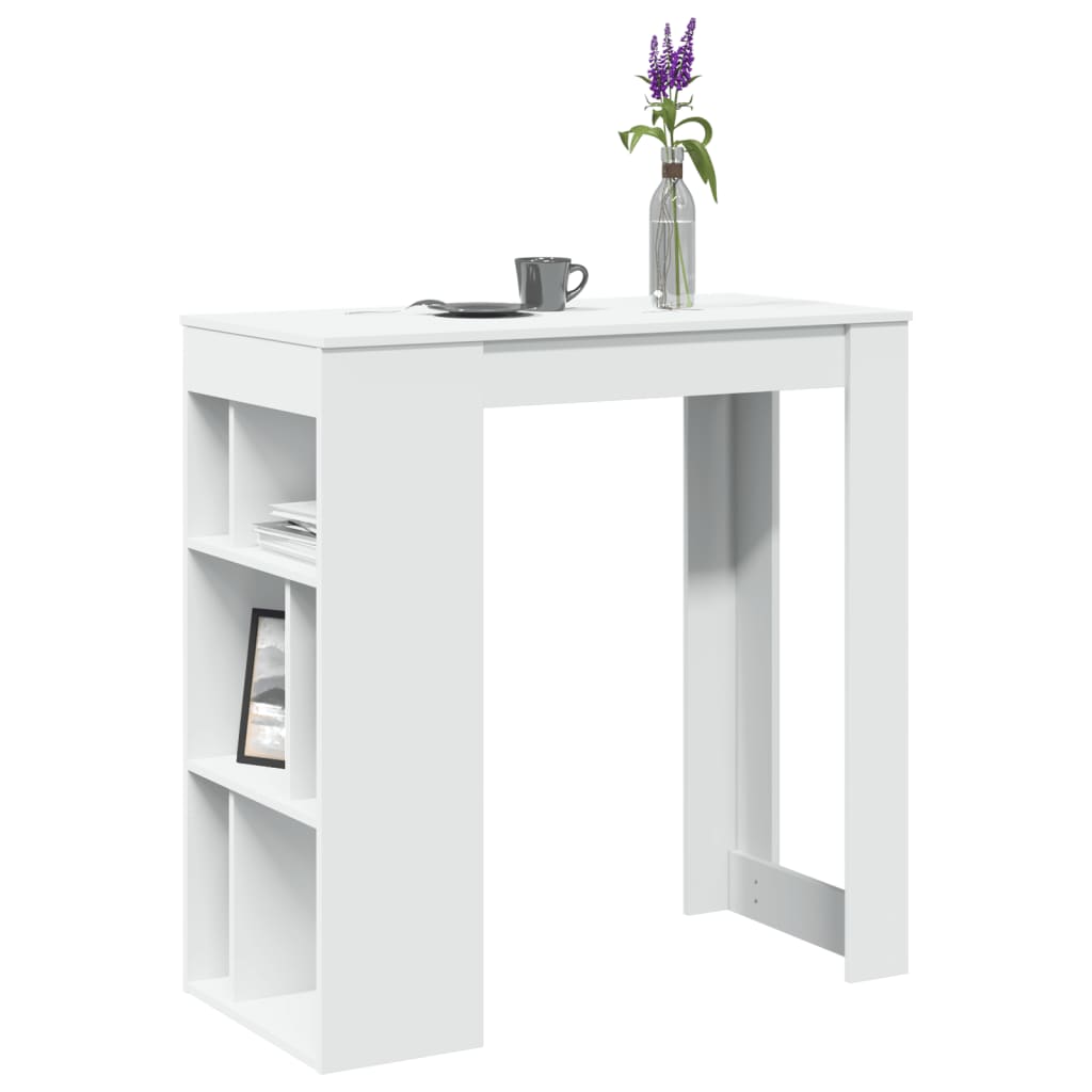 Table de bar avec étagères blanc bois d'ingénierie - XIOS