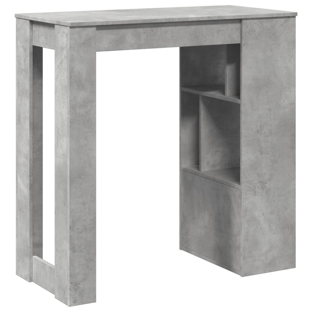 Table de bar avec étagères gris béton bois d'ingénierie - XIOS