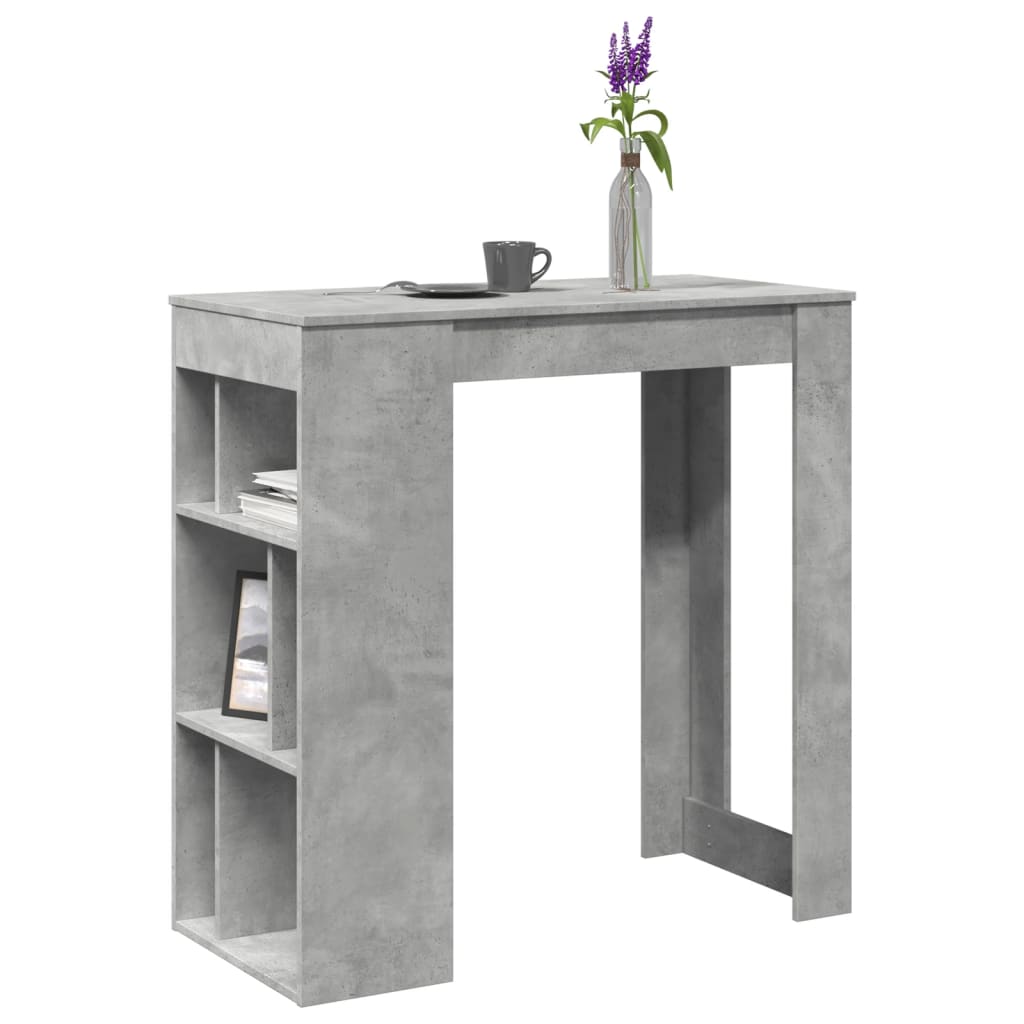 Table de bar avec étagères gris béton bois d'ingénierie - XIOS