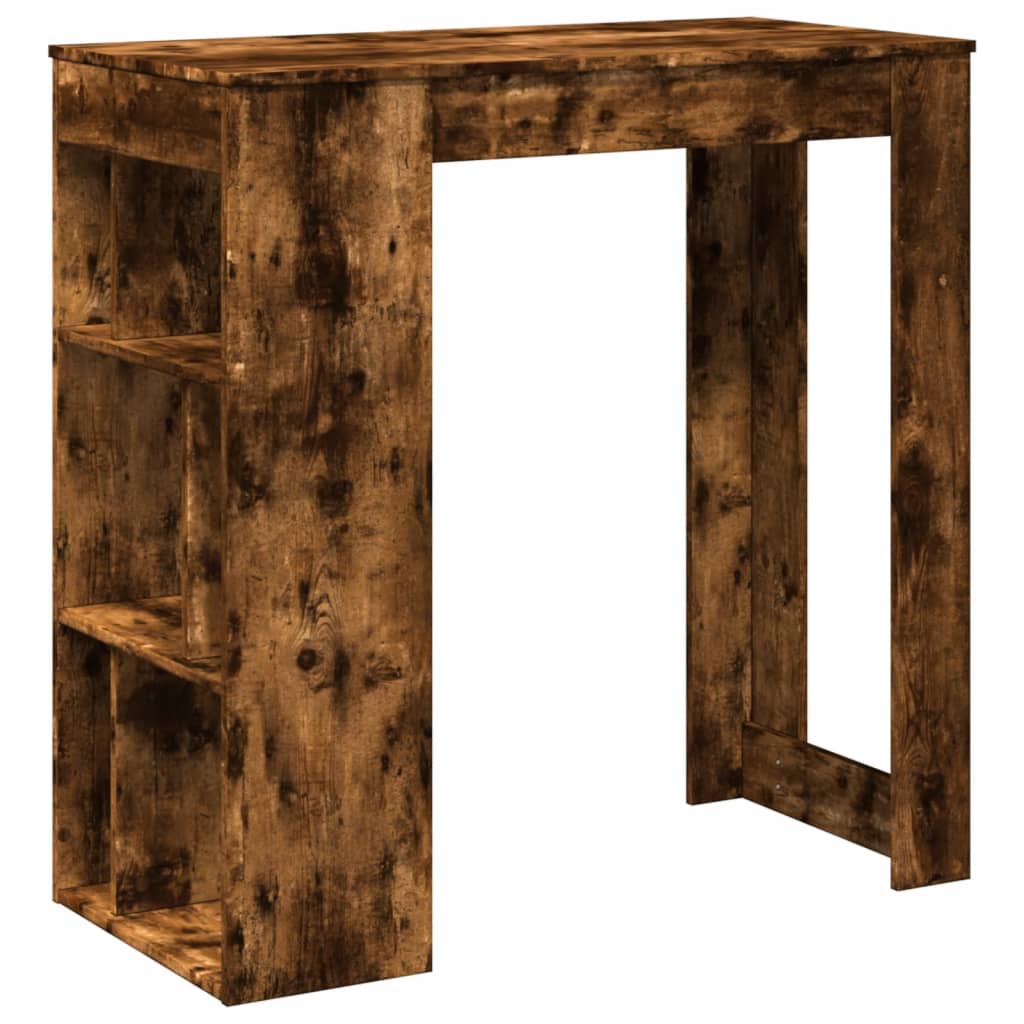 Table de bar avec étagères chêne fumé bois d'ingénierie - XIOS