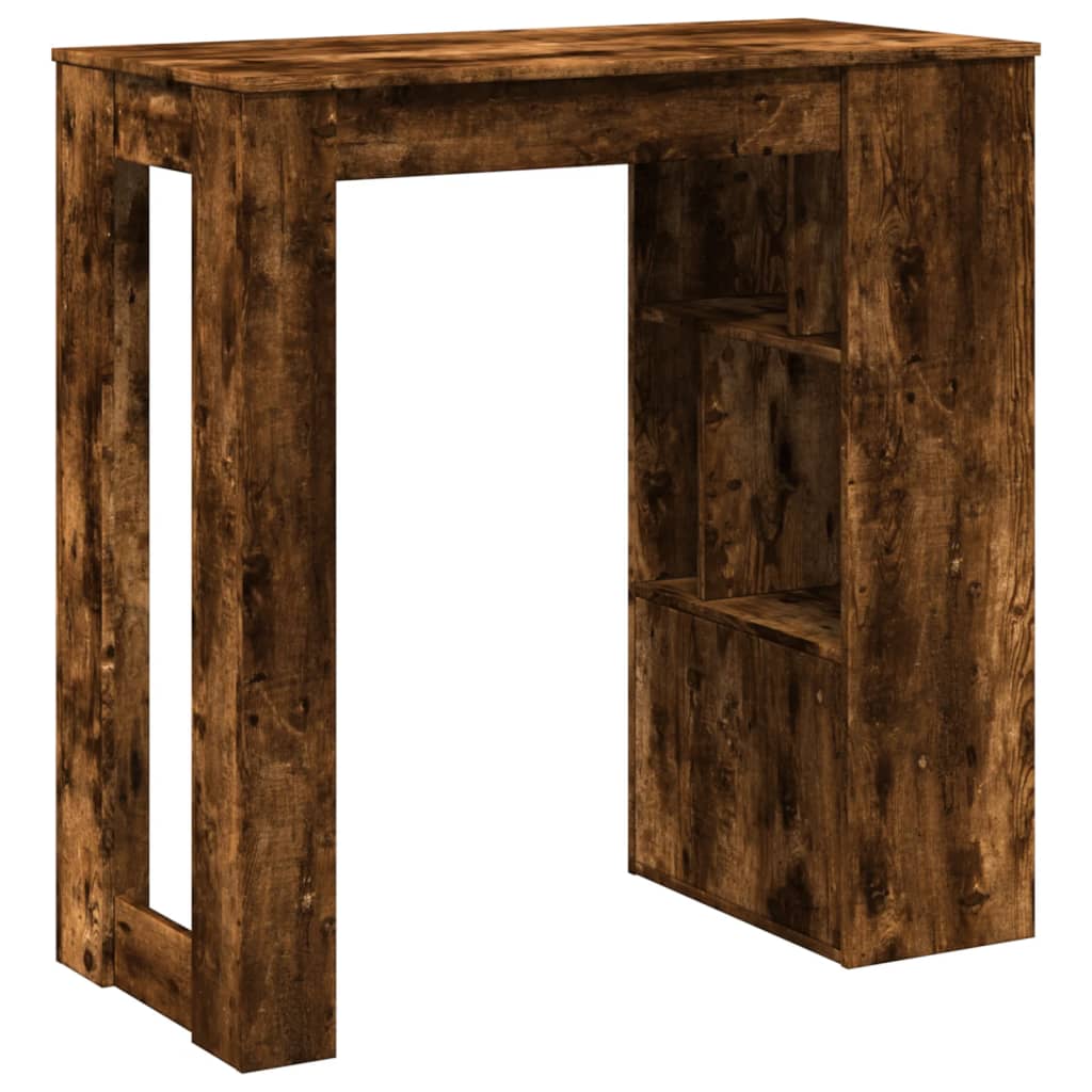 Table de bar avec étagères chêne fumé bois d'ingénierie - XIOS