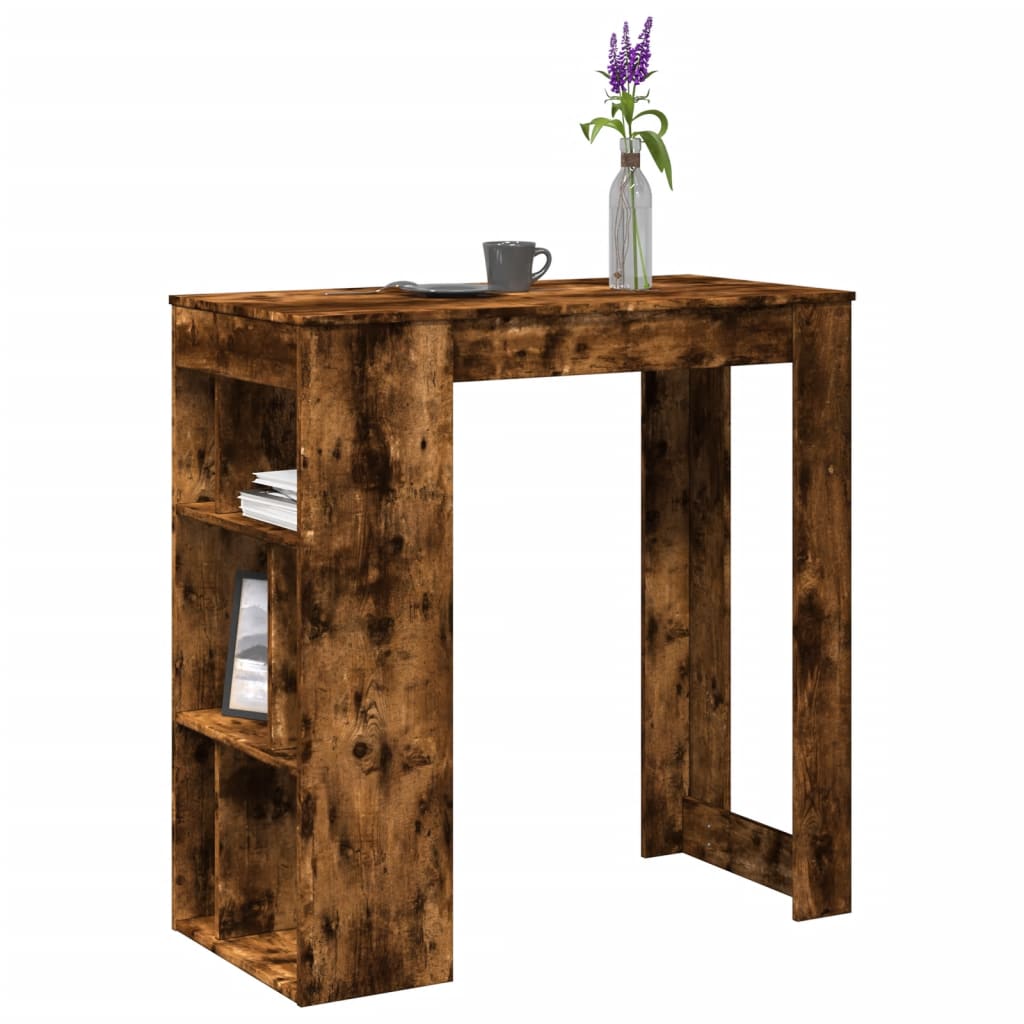 Table de bar avec étagères chêne fumé bois d'ingénierie - XIOS