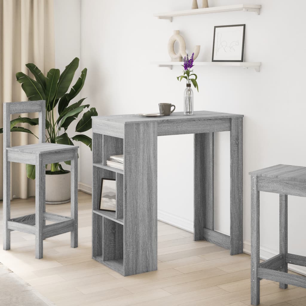 Table de bar avec étagères sonoma gris bois d'ingénierie - XIOS