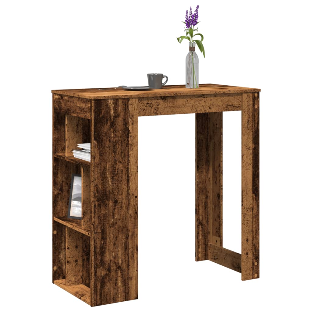 Table de bar avec étagères vieux bois bois d'ingénierie - XIOS